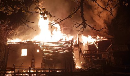 SİNOP'TA YANGIN: 2 KATLI EV, AHIR, AMBAR KÜL OLDU