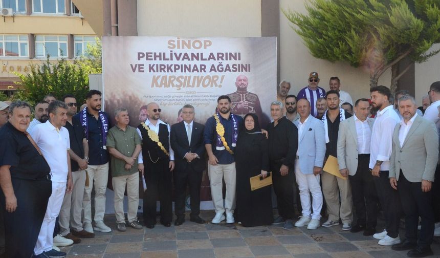 KIRKPINAR BAŞPEHLİVANI ERKAN TAŞ, MEMLEKETİ SİNOP'TA COŞKUYLA KARŞILANDI